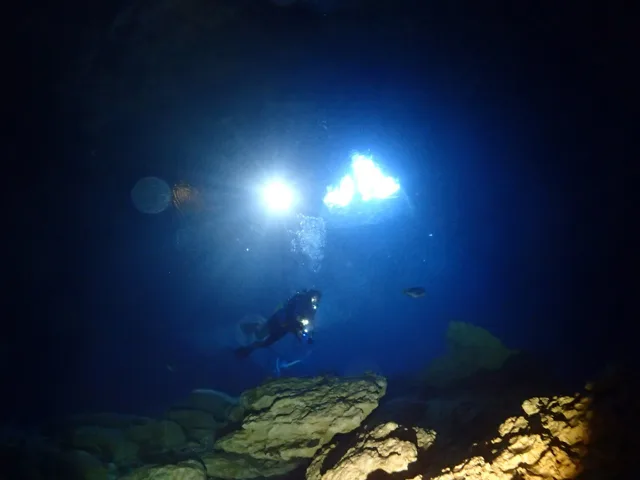 Devil's Den Caveでのダイビングの記録写真
