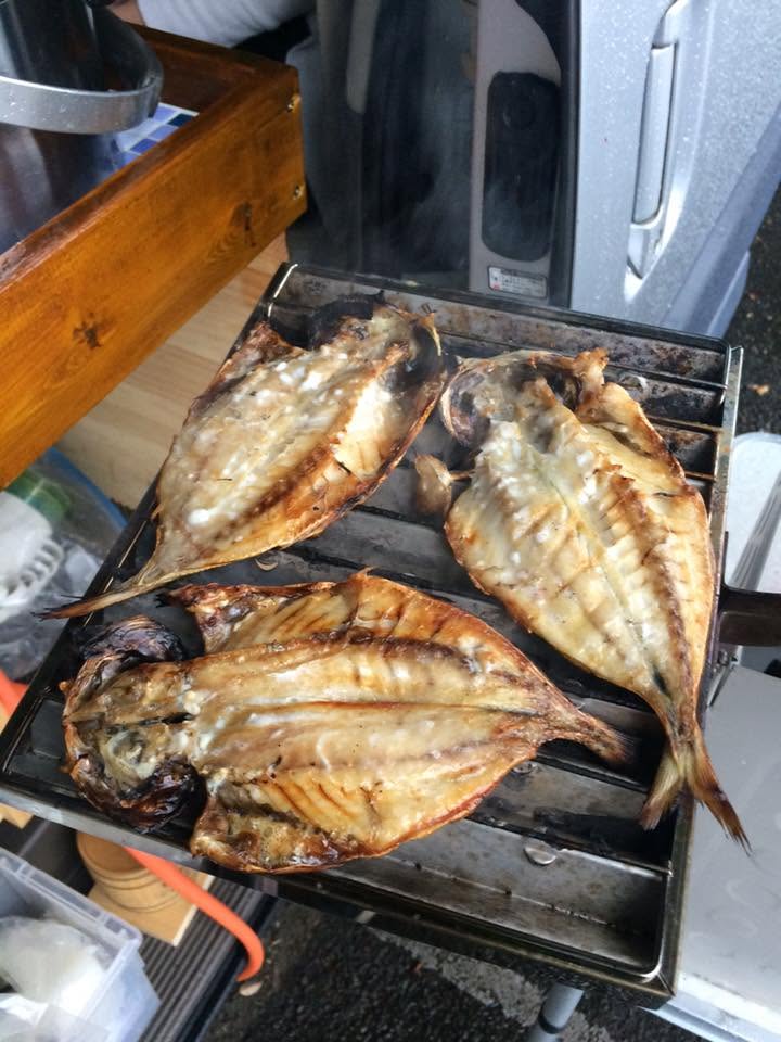 2016年6月16日(投稿日) / 車の脇の焼き網で調理した魚の干物